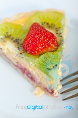 Kiwi And Strawberry Pie Tart Stock Photo