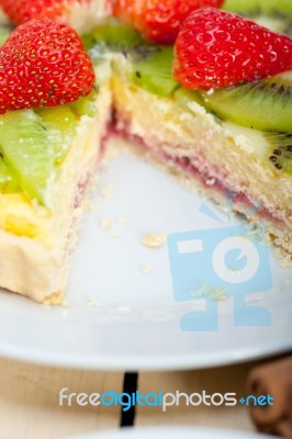 Kiwi And Strawberry Pie Tart Stock Photo