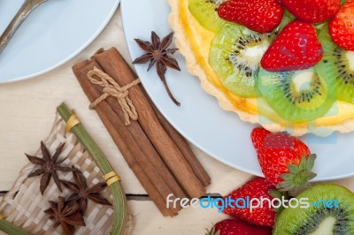 Kiwi And Strawberry Pie Tart Stock Photo