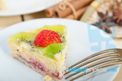 Kiwi And Strawberry Pie Tart Stock Photo