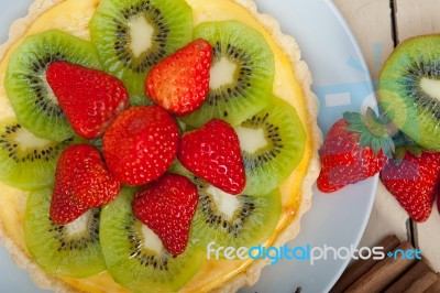 Kiwi And Strawberry Pie Tart Stock Photo