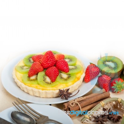 Kiwi And Strawberry Pie Tart Stock Photo