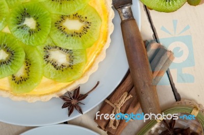 Kiwi  Pie Tart And Spices Stock Photo