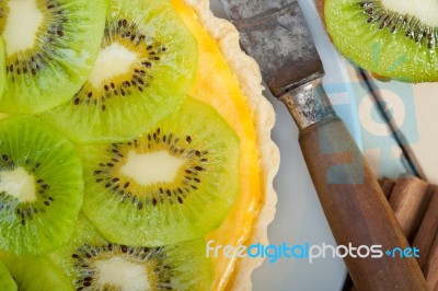 Kiwi  Pie Tart And Spices Stock Photo