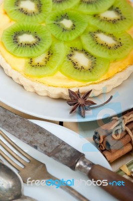 Kiwi  Pie Tart And Spices Stock Photo