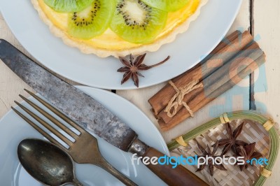 Kiwi  Pie Tart And Spices Stock Photo