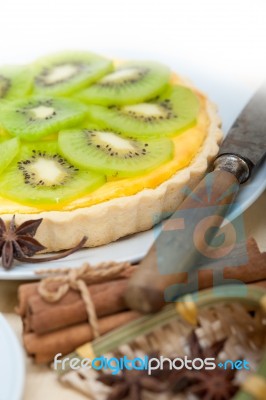 Kiwi  Pie Tart And Spices Stock Photo