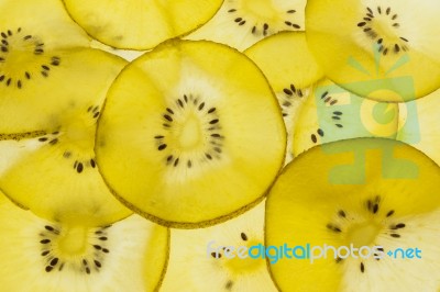 Kiwi Slices Closed Up View To Be Used For Background Stock Photo