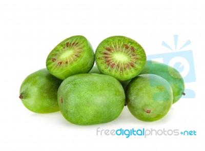 Kiwiberry Isolated On The White Background Stock Photo