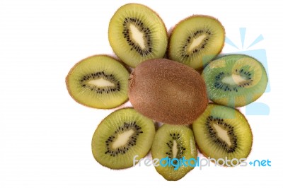 Kiwis On White Background Stock Photo