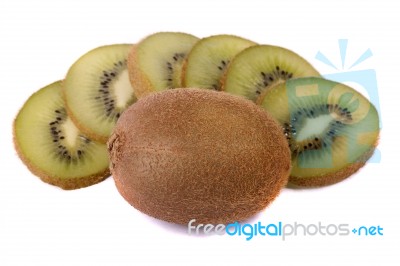 Kiwis On White Background Stock Photo