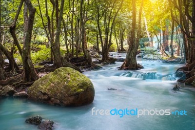 Klong Lan Waterfall, Beautiful Waterfall In Rain Forest  Stock Photo