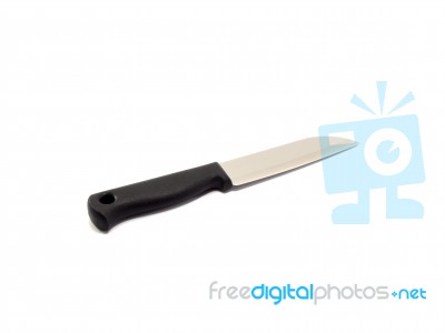 Knife Black Handle Isolated On Background Stock Photo