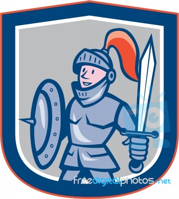 Knight Shield Sword Shield Cartoon Stock Image