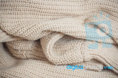 Knit Brown Yarn Ruffle Wrinkle Texture Stock Photo