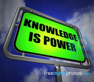 Knowledge Is Power Signpost Represents Education And Development… Stock Image