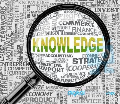 Knowledge Magnifier Indicates Searching Wisdom And Expertness Stock Image