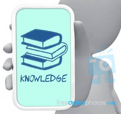 Knowledge Online Means Mobile Phone And Cellphone 3d Rendering Stock Image