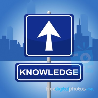 Knowledge Sign Shows Arrows Signboard And Faq Stock Image