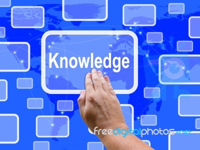 Knowledge Touch Screen Shows Learning Education And Intelligence… Stock Image