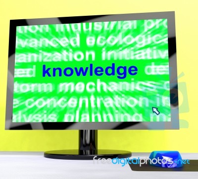 Knowledge Word On Computer Showing Wisdom And Learning Stock Image