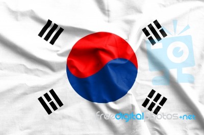 Korea Flag Cotton Texture Stock Photo