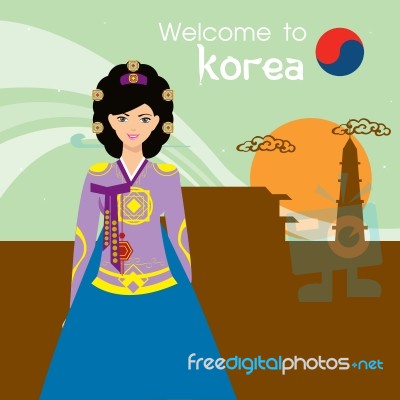 Korea Women National Dress   Design And Background Stock Image