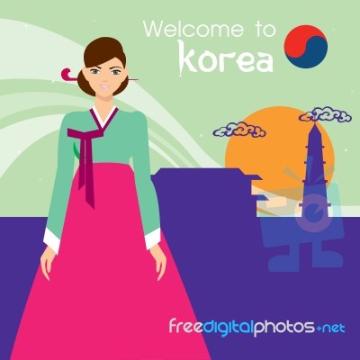 Korea Women National Dress   Design And Background Stock Image