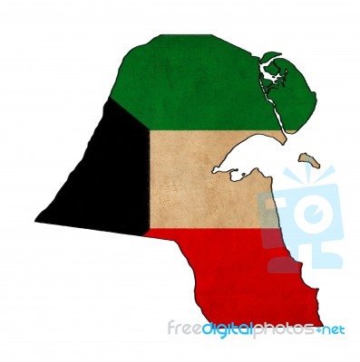 Kuwait Map On Kuwait  Flag Drawing ,grunge And Retro Flag Series… Stock Image