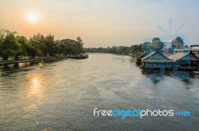 Kwai Yai River At Sunset Stock Photo