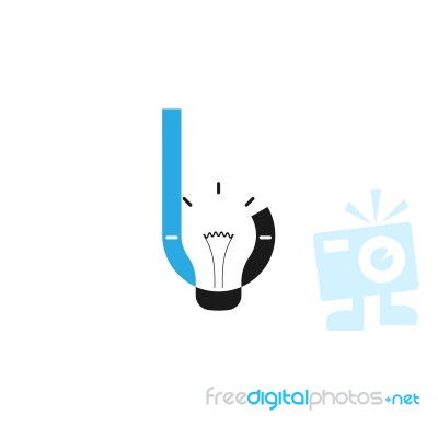 L-letter/alphabet Icon And Light Bulb Abstract Logo Design Template Stock Image