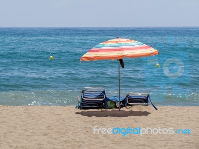 La Cala De Mijas, Andalucia/spain - May 6 : Beach At La Cala De Stock Photo