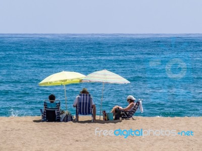 La Cala De Mijas, Andalucia/spain - May 6 : Beach At La Cala De Stock Photo