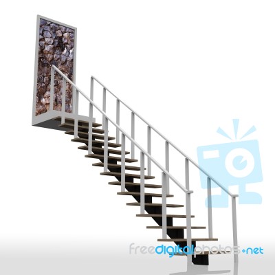 Ladder Leading To Rock Wall Stock Image