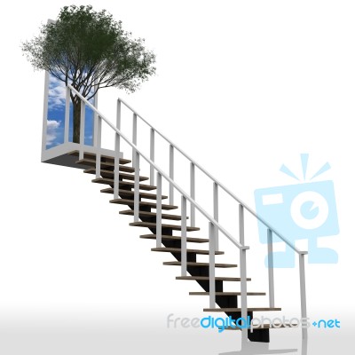 Ladder Leading Up To Sky Stock Image