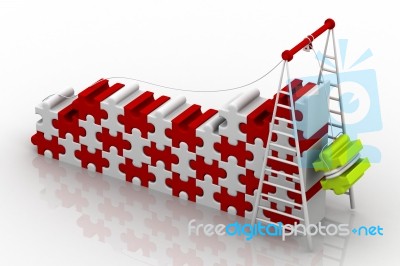 Ladder With Jigsaw Stock Image