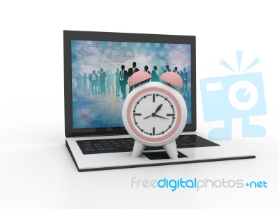 Ladtop With Clock Stock Image