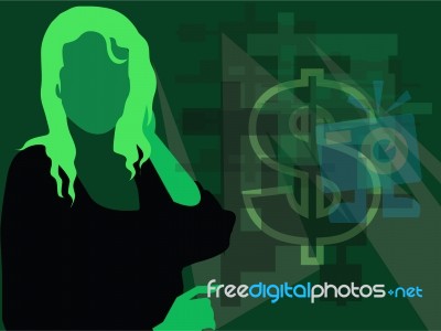 Lady And Dollar Sign Stock Image