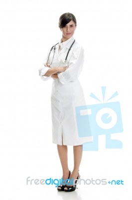 Lady Doctor With Crossed Arms Stock Photo