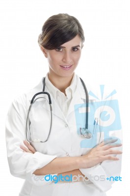 Lady Doctor With Crossed Arms Stock Photo