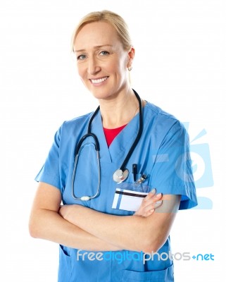 Lady Doctor With Stethoscope Stock Photo