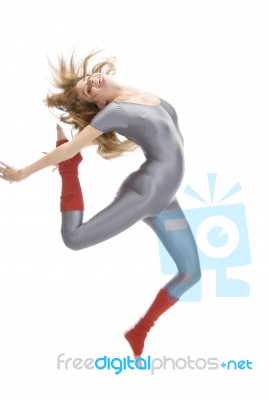 Lady Doing Gymnast Split Stock Photo