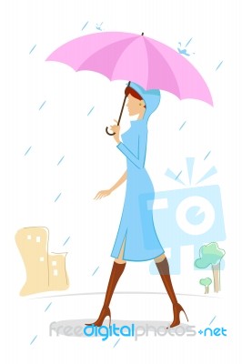 Lady In Rainy Day Stock Image