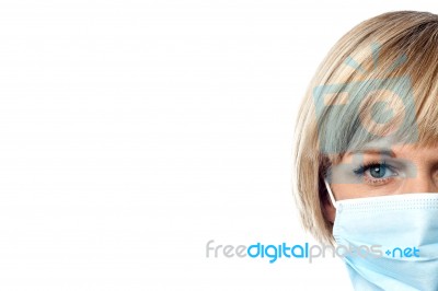 Lady Nurse With Face Mask Stock Photo