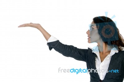 Lady Showing Hand Gesture Stock Photo