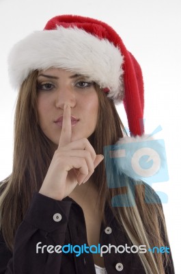 Lady Showing Silent Gesture Stock Photo