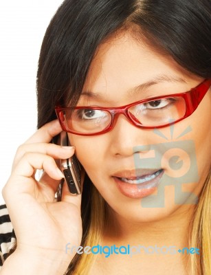 Lady Talking On Mobile Phone Stock Photo