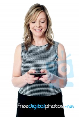 Lady Using Mobile Phone Stock Photo