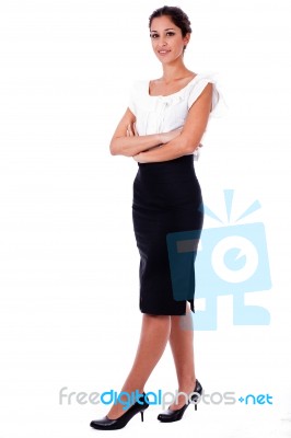 Lady With Arm Crossed Stock Photo