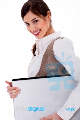 Lady With Laptop Stock Photo